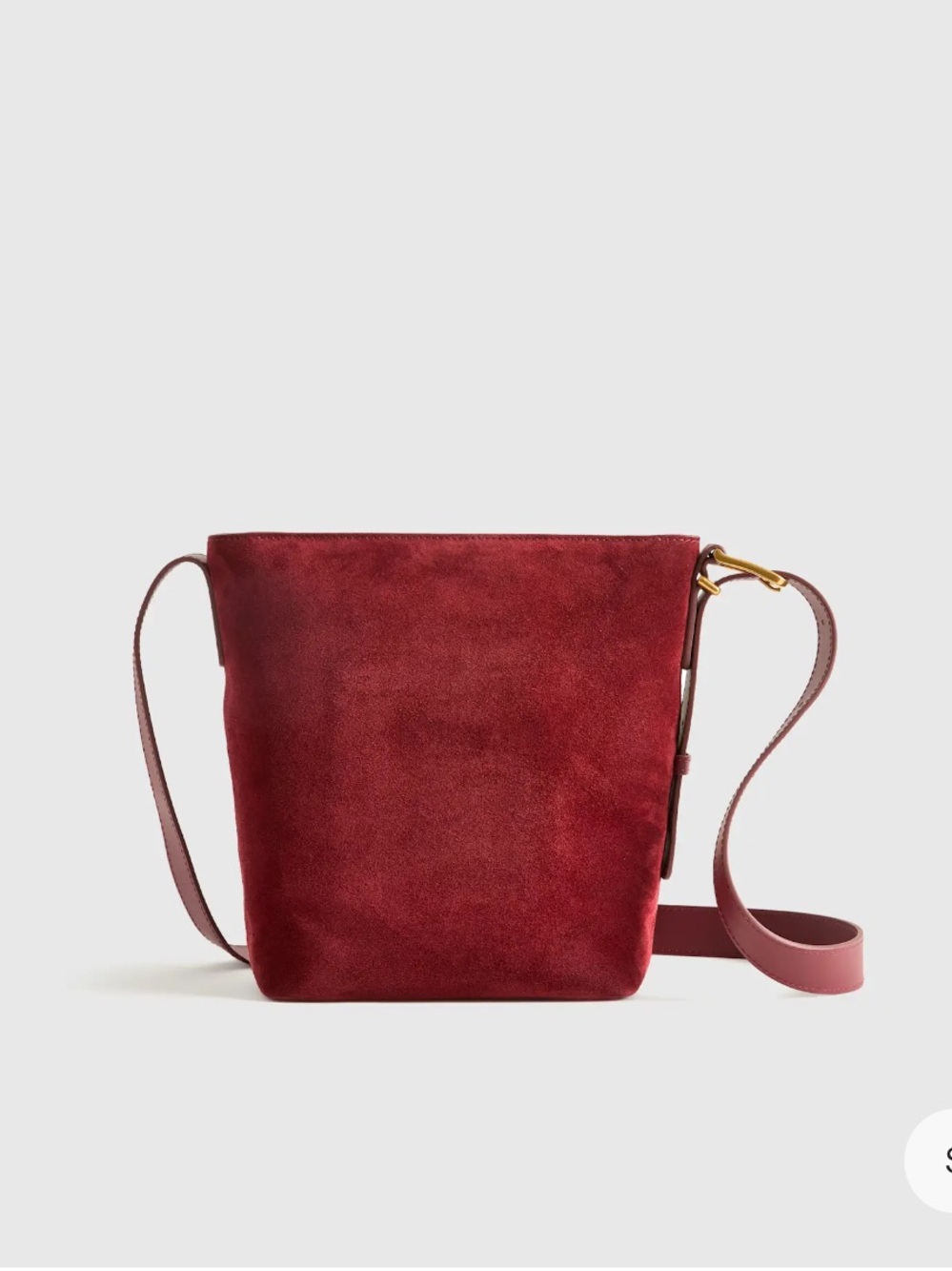 Quince Italian Suede Bucket Crossbody Bag in Merlot
